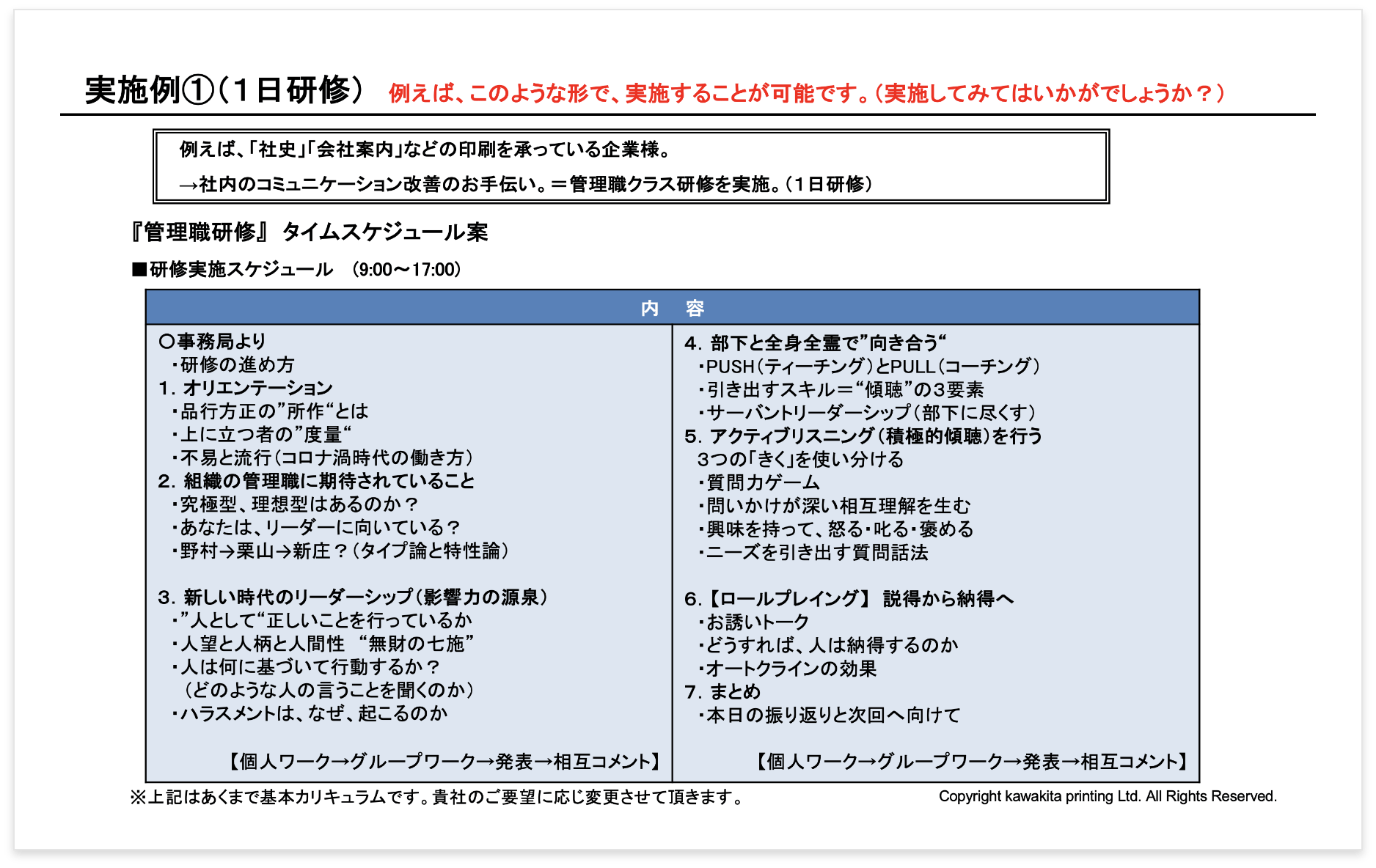 管理職研修 実施例